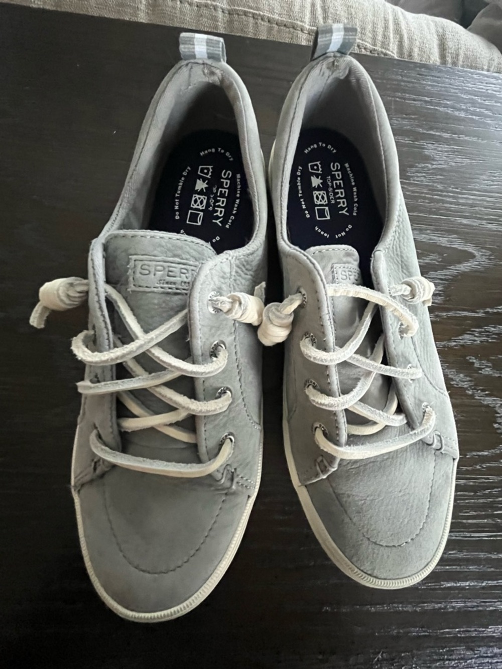 Sperry Grey Canvas Lace-Up Boat Shoes